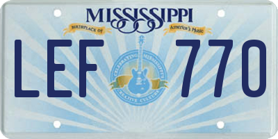 MS license plate LEF770