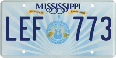 MS license plate LEF773