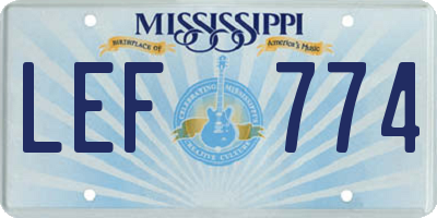 MS license plate LEF774