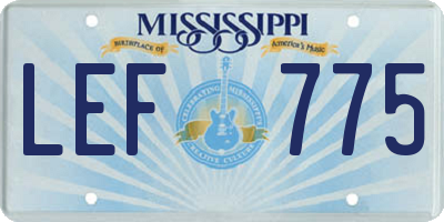 MS license plate LEF775