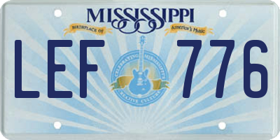 MS license plate LEF776