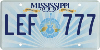MS license plate LEF777