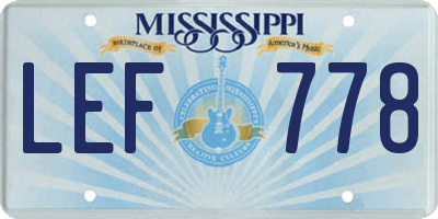 MS license plate LEF778