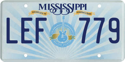 MS license plate LEF779