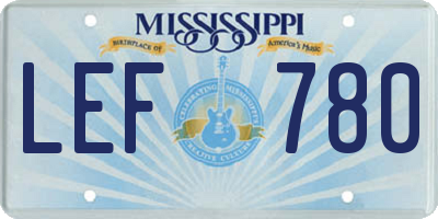 MS license plate LEF780