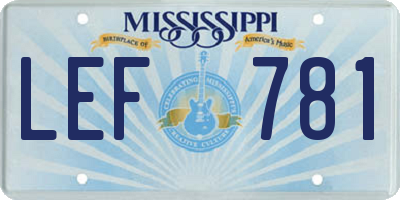 MS license plate LEF781