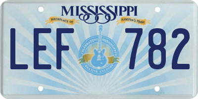 MS license plate LEF782