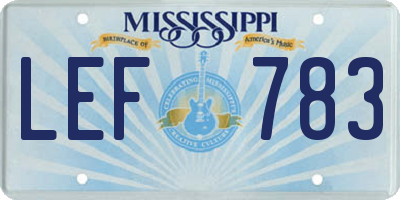 MS license plate LEF783