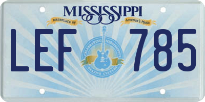 MS license plate LEF785