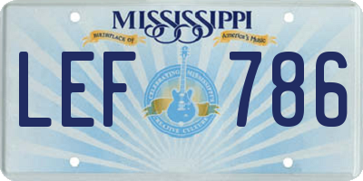 MS license plate LEF786