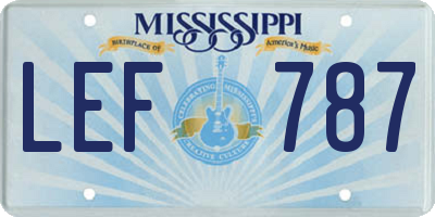 MS license plate LEF787