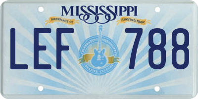 MS license plate LEF788