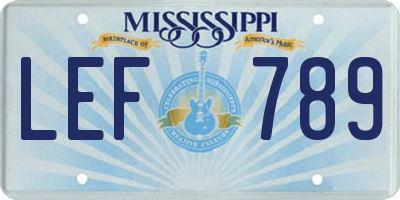 MS license plate LEF789