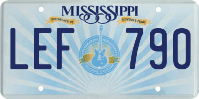 MS license plate LEF790