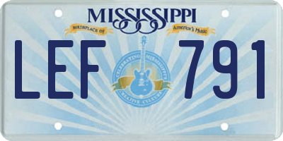 MS license plate LEF791
