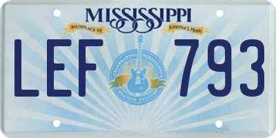 MS license plate LEF793