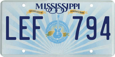MS license plate LEF794