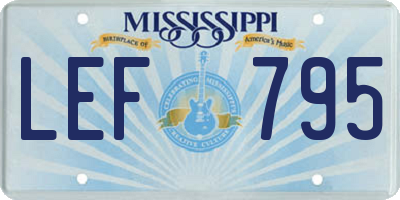 MS license plate LEF795
