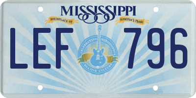 MS license plate LEF796