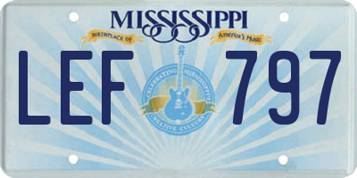 MS license plate LEF797