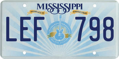 MS license plate LEF798