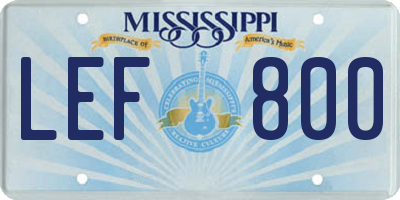 MS license plate LEF800