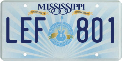 MS license plate LEF801