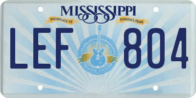 MS license plate LEF804