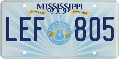 MS license plate LEF805