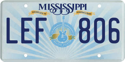 MS license plate LEF806