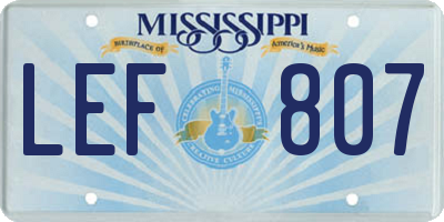MS license plate LEF807