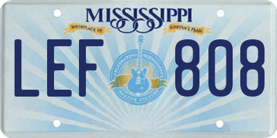 MS license plate LEF808