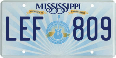 MS license plate LEF809
