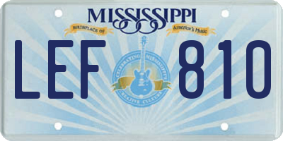 MS license plate LEF810