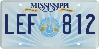 MS license plate LEF812