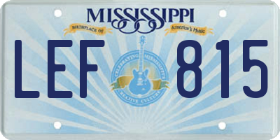 MS license plate LEF815