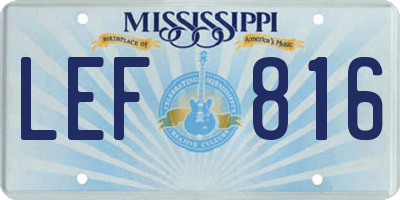 MS license plate LEF816