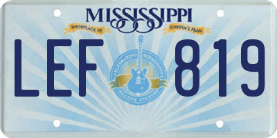 MS license plate LEF819