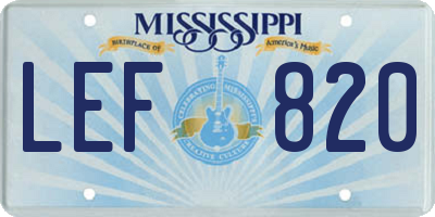 MS license plate LEF820