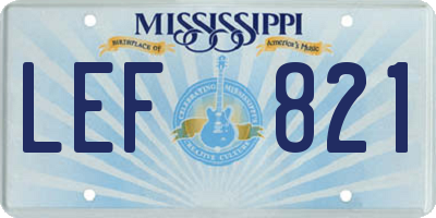 MS license plate LEF821