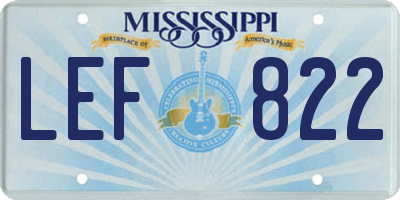 MS license plate LEF822