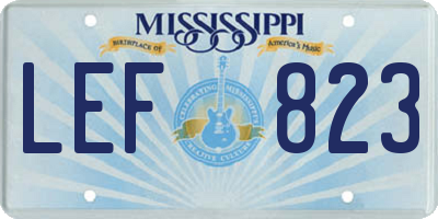 MS license plate LEF823