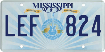 MS license plate LEF824