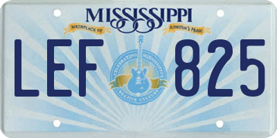 MS license plate LEF825