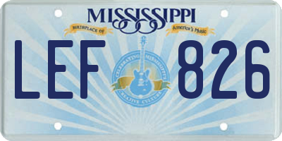 MS license plate LEF826