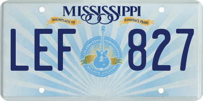 MS license plate LEF827
