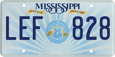 MS license plate LEF828