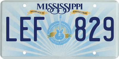 MS license plate LEF829