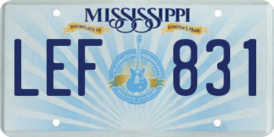 MS license plate LEF831