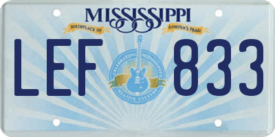 MS license plate LEF833